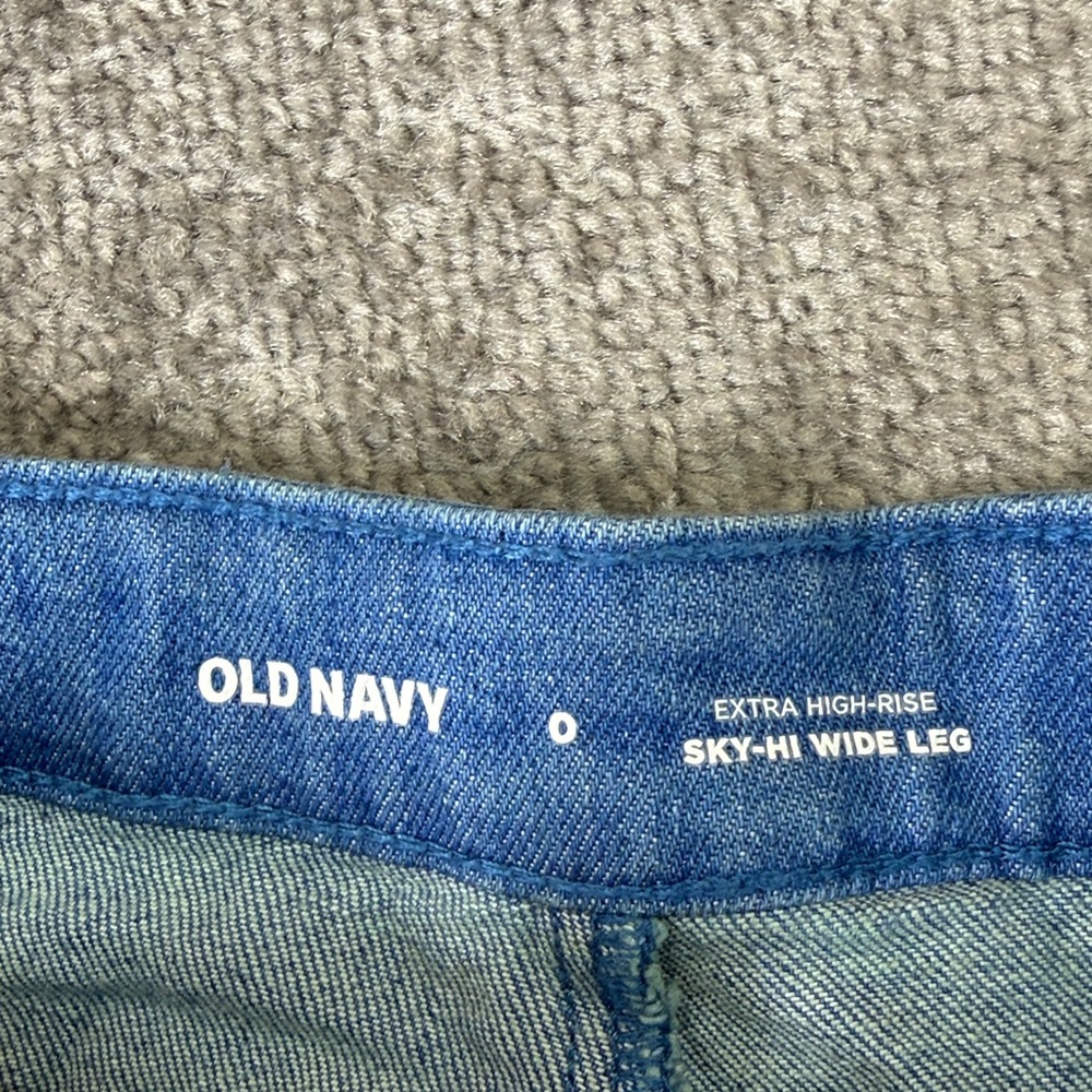 Old Navy Sky Hi Wide Leg Extra High Rise Blue Jeans Womens 0 - Picture 5 of 9